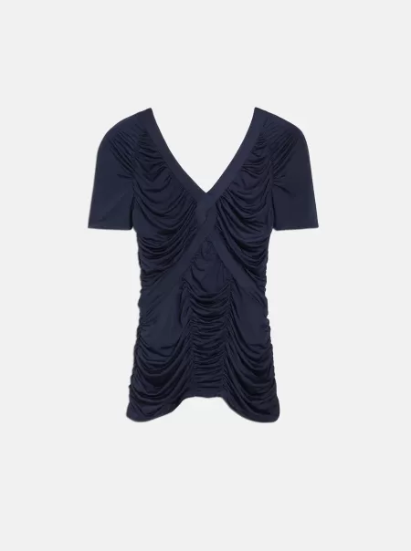 Prezzo Scontato Donna T-Shirt Arricciature Jersey Top E Camicie Midnight Trussardi