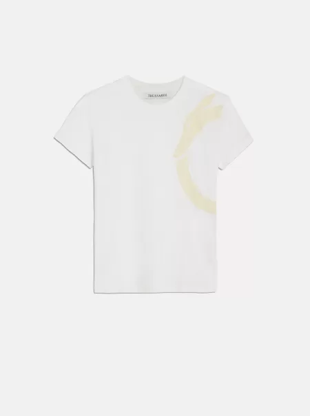 White Donna Trussardi T-Shirt Stampa Levriero Vendita Polo E T-Shirts