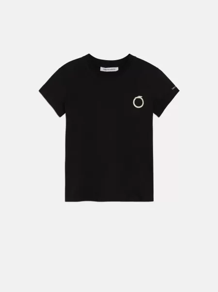 T-Shirt Stampa Levriero Economico Polo E T-Shirts Black Donna Trussardi