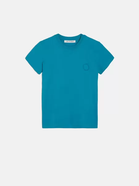 Teal T-Shirt Stampa Levriero Donna Polo E T-Shirts Trussardi Mercato