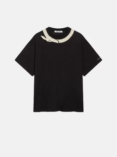 Black T-Shirt Stampa Levriero Sconto Uomo T-Shirt E Polo Trussardi
