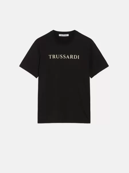 Black Uomo Trussardi T-Shirt E Polo Design T-Shirt Lettering