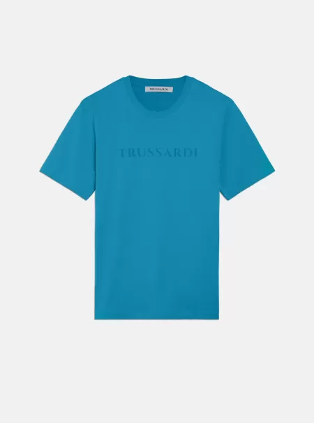 Teal Uomo T-Shirt E Polo Trussardi 2024 T-Shirt Lettering