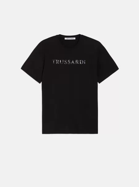 Trussardi T-Shirt Lettering Heatmap Uomo Black T-Shirt E Polo Prestigioso