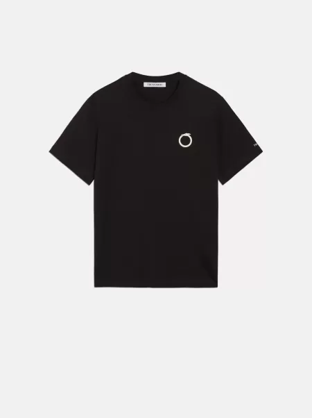 Trussardi Black Servizio Uomo T-Shirt E Polo T-Shirt Stampa Levriero