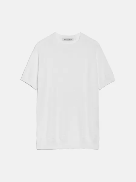 Maglieria E Cardigan Mercato Trussardi Uomo White T-Shirt Texturizzata