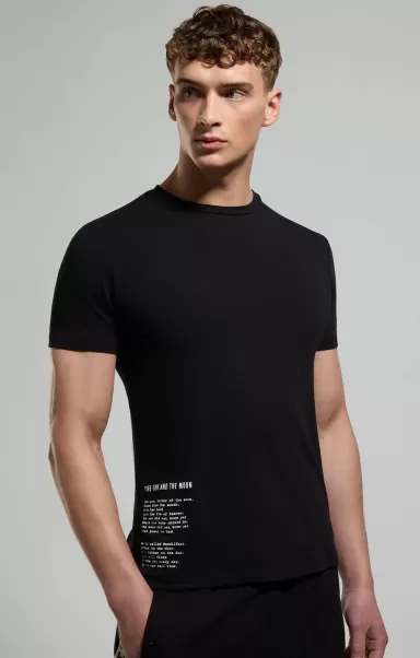Uomo Black T-Shirt Uomo Stampa Eclissi T-Shirt Bikkembergs