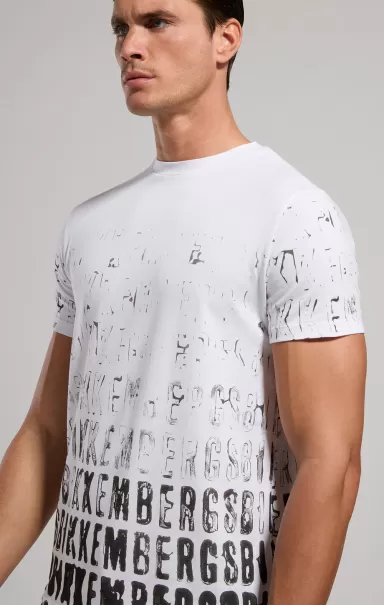 White T-Shirt Uomo Stampa Dégradé Uomo Bikkembergs T-Shirt