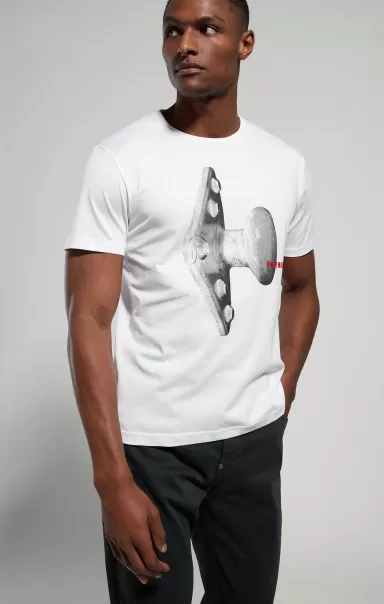 Uomo White T-Shirt Uomo Stampa Seaport Bikkembergs T-Shirt