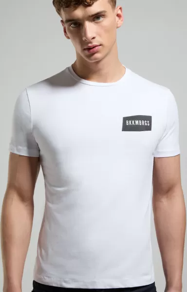 T-Shirt Uomo Dettaglio In Rilievo Uomo White T-Shirt Bikkembergs