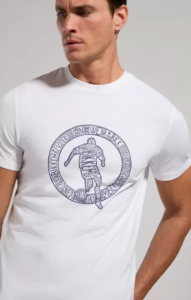 Bikkembergs White T-Shirt Uomo Stampa Keyword Uomo T-Shirt