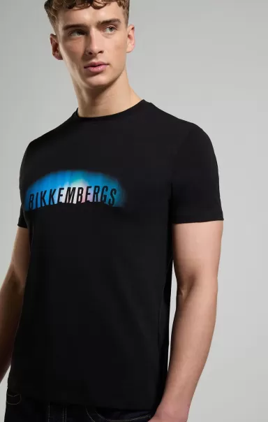 Black T-Shirt Uomo Stampa Neon Bikkembergs Uomo T-Shirt
