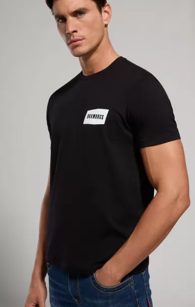 Black Bikkembergs T-Shirt Uomo Dettaglio In Rilievo T-Shirt Uomo