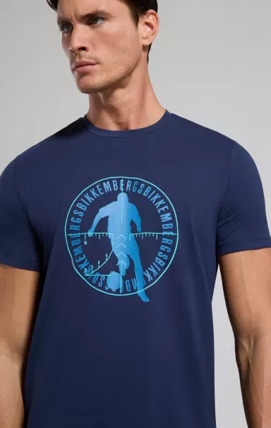 T-Shirt T-Shirt Uomo Stampa Soccer Bikkembergs Uomo Dress Blues