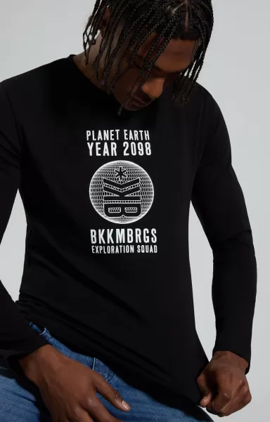 T-Shirt Uomo Black T-Shirt Uomo Maniche Lunghe Bikkembergs