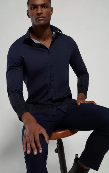 Bikkembergs Camicia Uomo Slim Fit Stampa All-Over Camicie Uomo Dress Blues
