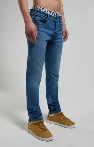 Blue Denim Jeans Bikkembergs Uomo Pantaloni Jeans Uomo Slim Fit