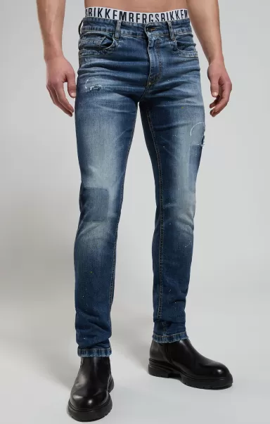 Bikkembergs Blue Denim Pantaloni Jeans Uomo Con Strappi Uomo Jeans
