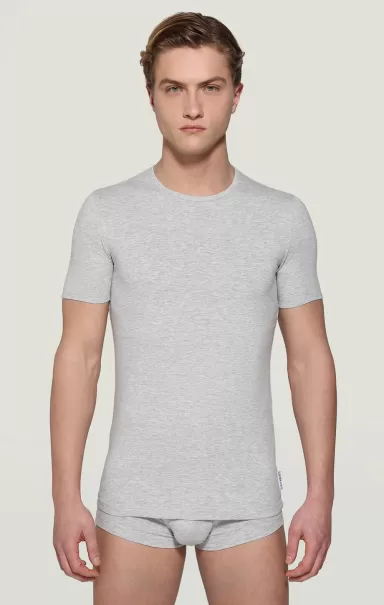 Uomo T-Shirt Intimo Bikkembergs Grey Melange Bi-Pack T-Shirt Intima Da Uomo
