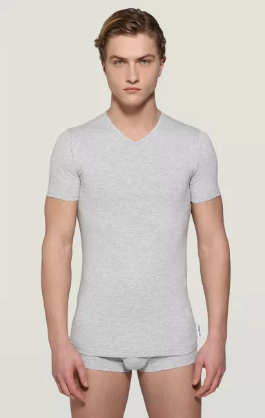 Uomo Bi-Pack T-Shirt Intima Scollo A V T-Shirt Intimo Bikkembergs Grey Melange