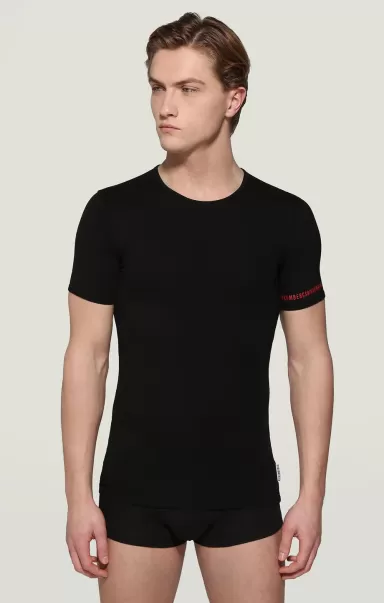 Uomo Black T-Shirt Intimo Bikkembergs T-Shirt Intima Uomo Cotone Organico
