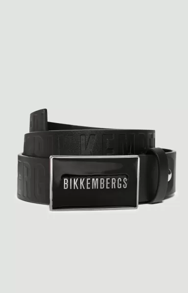Bikkembergs Cinture Uomo Cintura In Pelle Uomo Con Placca Black