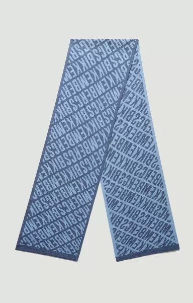 Sciarpe E Foulard Bikkembergs Blu Scuro Denim Sciarpa Logo All Over 25X180 Cm Uomo