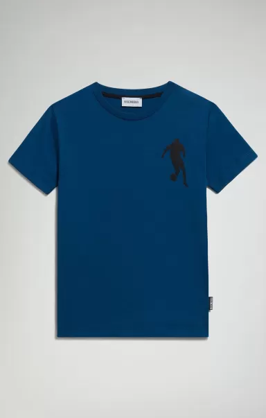 Bikkembergs T-Shirt Kids Sailor Blue T-Shirt Ragazzo Stampe Fronte/Retro