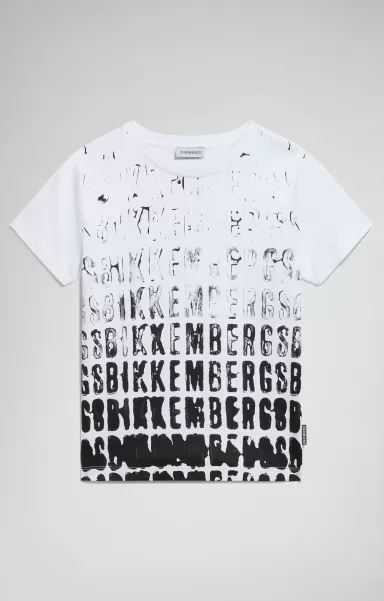 Kids Giacche White Bikkembergs T-Shirt Ragazzo Logo Degradé